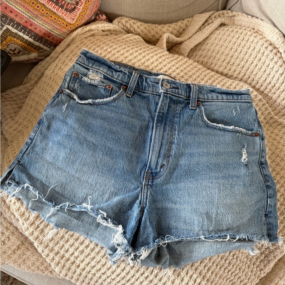 Abercrombie & Fitch Distressed Blue Jean Shorts